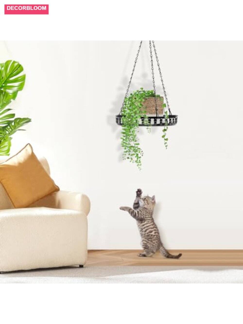 Metal Hanging Plant Holder Shelf for Indoor Outdoor, Adjustable Chain, Weather - Picture 5 of 6